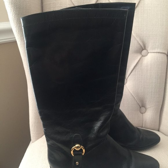 AIGNER VINTAGE BLACK LEATHER BOOTS SIZE 9 MEDIUM - Picture 4 of 9